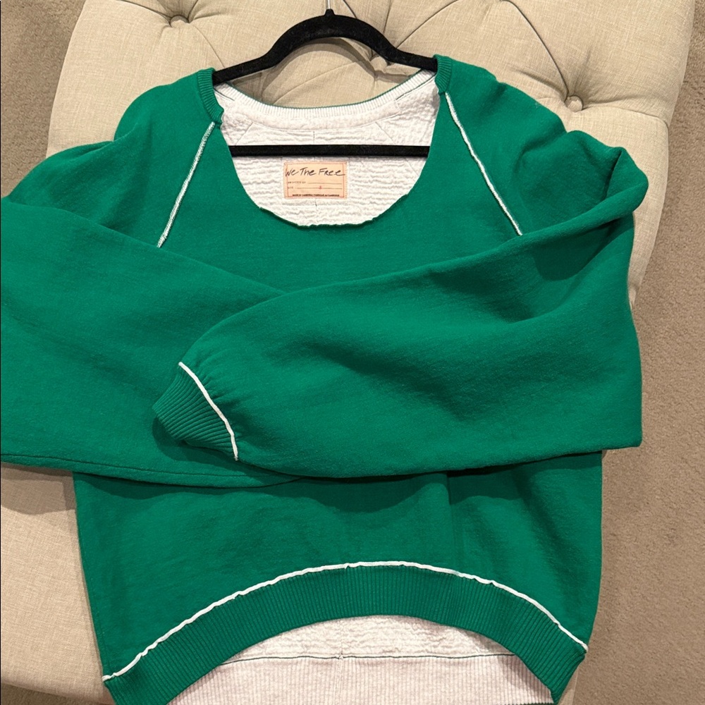 Free People Teal Crew Neck Sweater